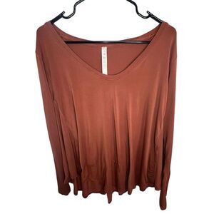 Lululemon Up For Downtime Terracotta Long Sleeve Workout Top